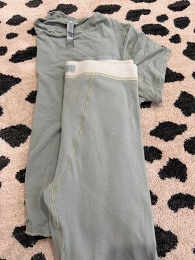 SKIMS Sage Green Ribbed Lounge Set